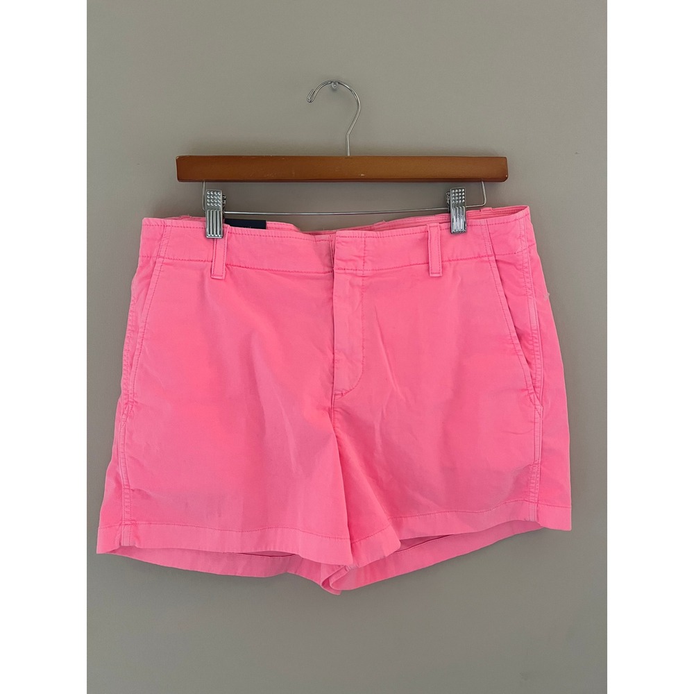 Gap Downtown Khaki Shorts Womens 14 Neon Pink Garment Dyed Mid Rise Stretch 4in